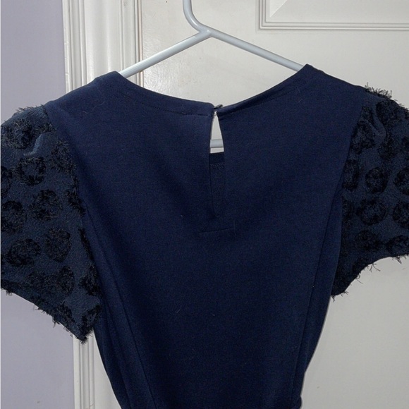 LOFT | Blue Dress with Lace Sleeves - Picture 2 of 2
